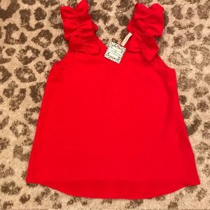 Entro red ruffle sleeveless top size medium women